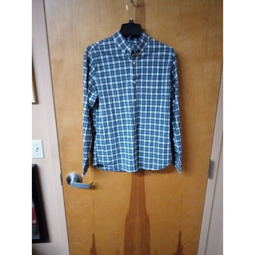 Gap Men’s Medium Blue, Yellow And White Plaid Cotton Shirt